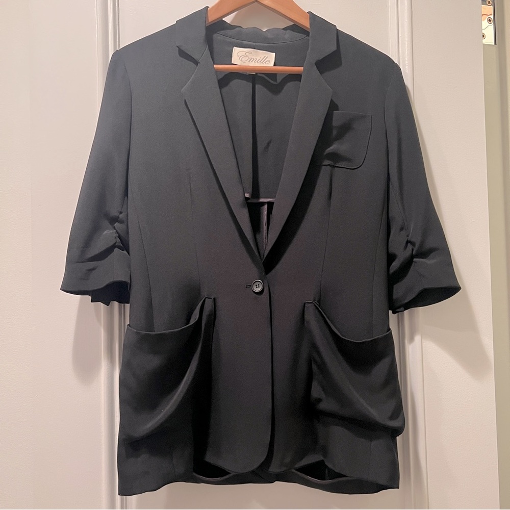 Emille 100% Silk Black Blazer